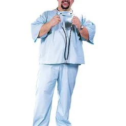 Mens Plus Size ER Doctor Scrubs Costume
