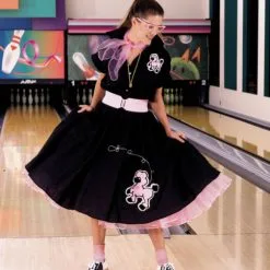 Complete Poodle Skirt Outfit (Black & Pink) Adult Costume