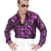 Mens Plus Size Disco Purple Flame Shirt 2 Mens Plus Size Disco Purple Flame Shirt -Teen Costumes Shop CH01172P