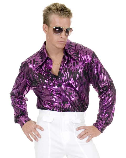 Mens Plus Size Disco Purple Flame Shirt 3 Mens Plus Size Disco Purple Flame Shirt